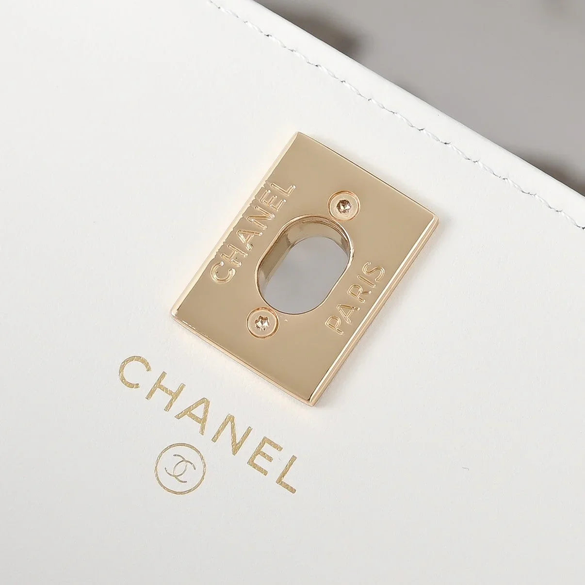 Chanel 2026 Gold Handle Bag 18.5cm Black and White Calfskin