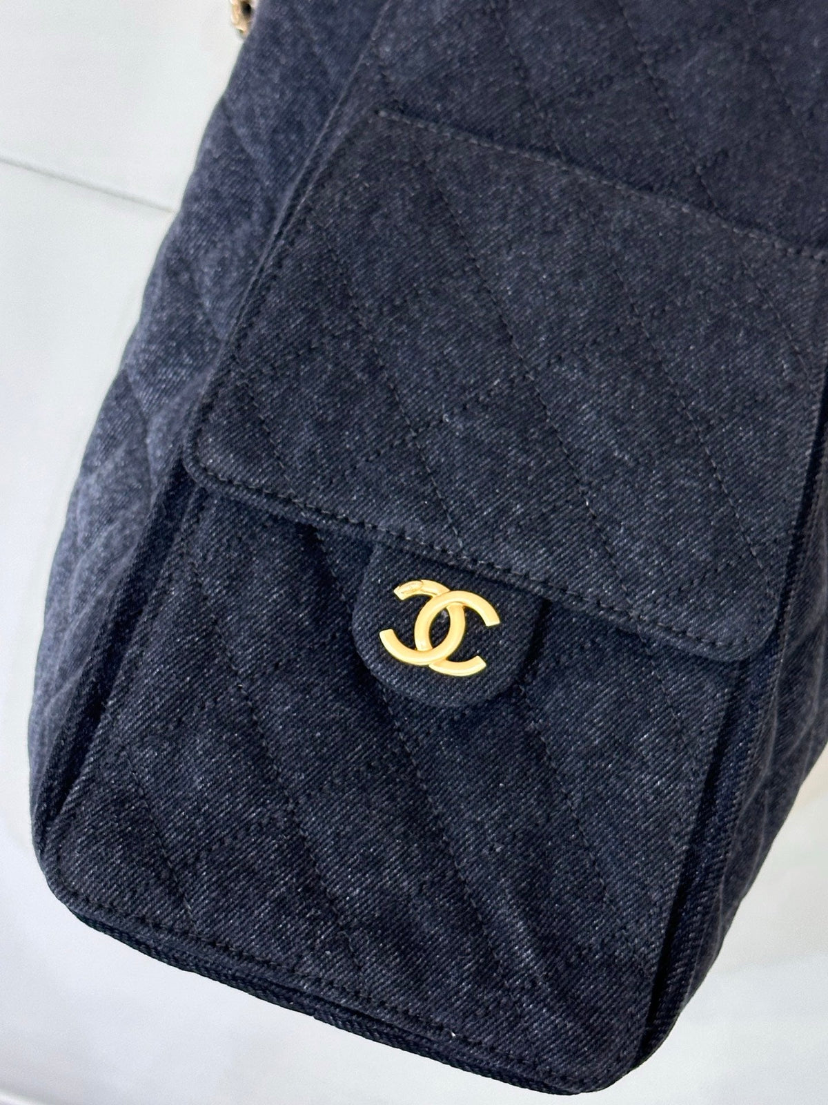 CC 25C Hobo Bags 40cm Dark Blue Mix White Denim