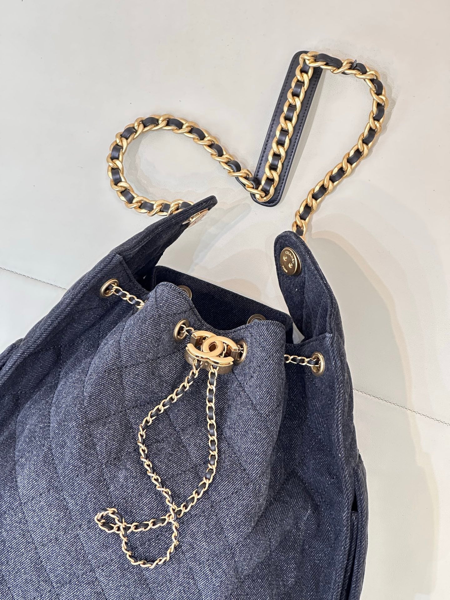 CC 25C Hobo Bags 40cm Dark Blue Mix White Denim