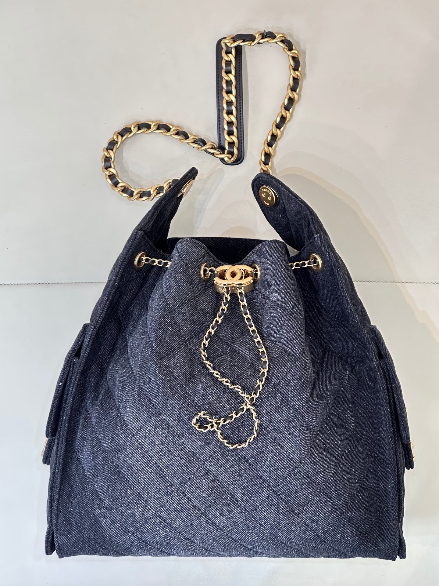 CC 25C Hobo Bags 40cm Dark Blue Mix White Denim
