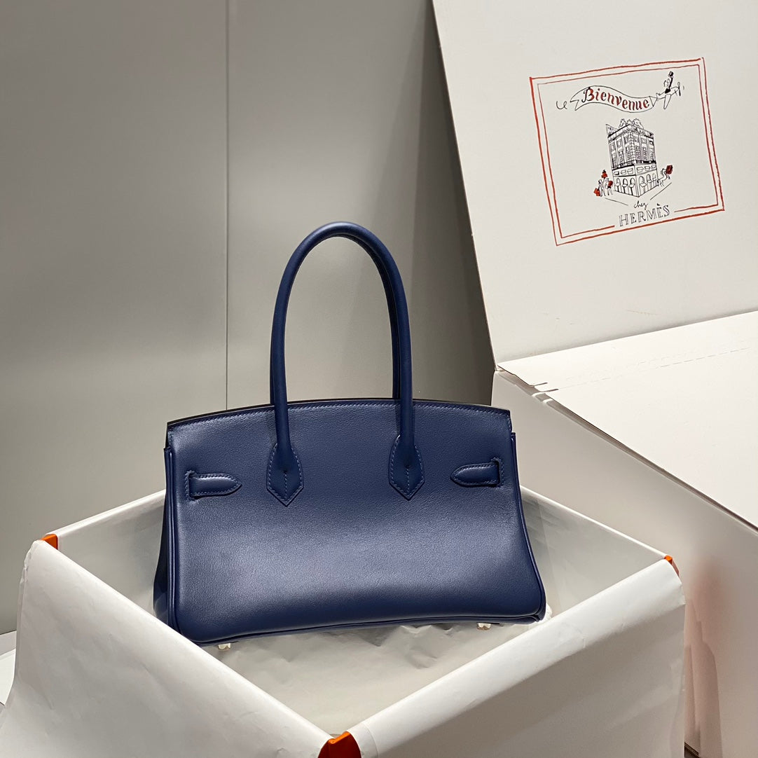 HM Shoulder Birkin 29cm Deep Blue Swift Leather Silver Hardware