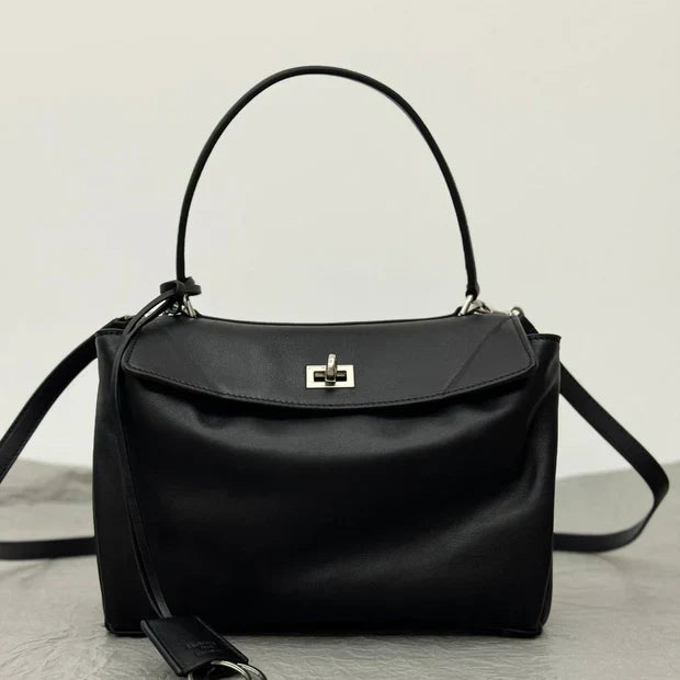 Balenciaga Small Rodeo Bag 29 Black Calfskin Sliver Hardware