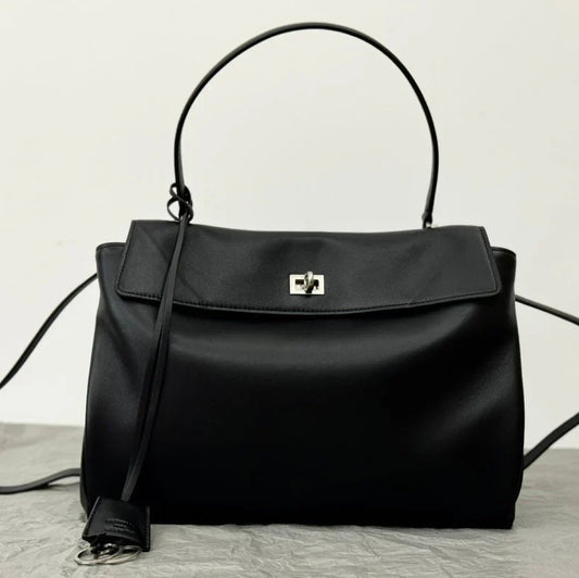 Balenciaga Medium Rodeo Bag 35 Black Calfskin Sliver Hardware