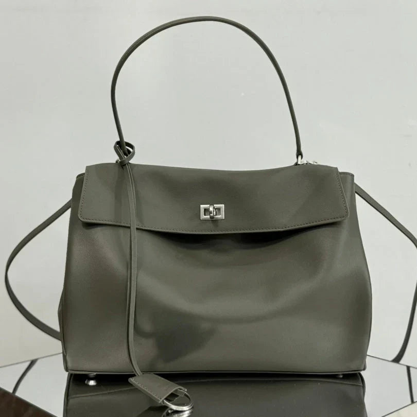 Balenciaga Medium Rodeo Bag 35 Olive Green Caflskin Sliver Hardware