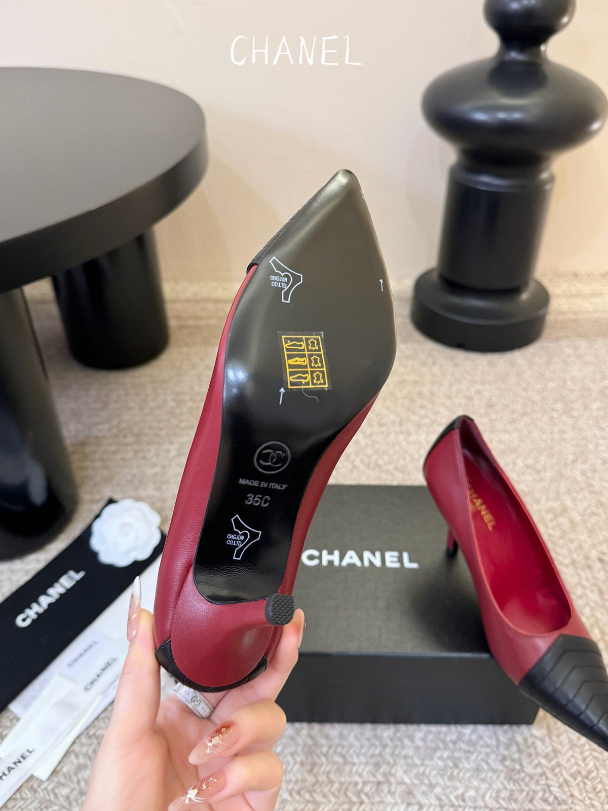CC 26ss Pump Black Burgundy Lambskin 835699