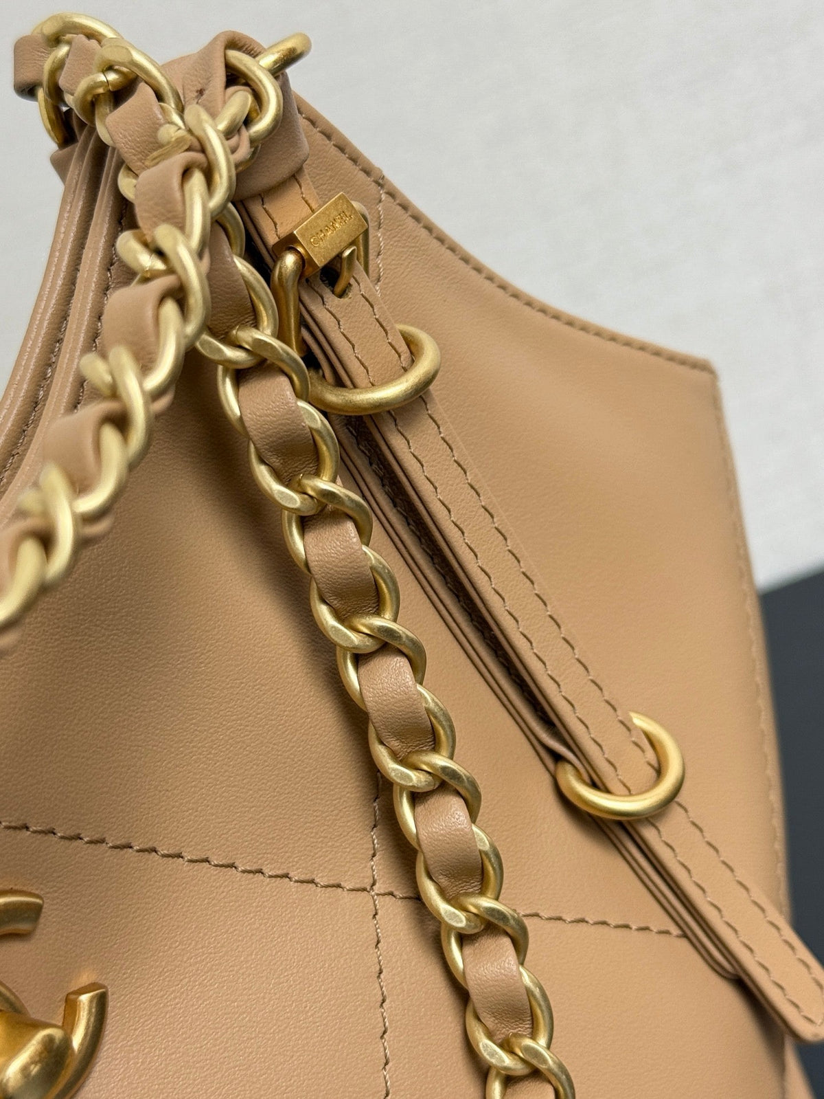 Chanel 2026 Maxi Coco Shopping Tote Bag 30cm Beige Calfskin