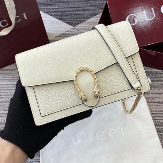 GG Dionysus Chain bag 20cm White Grained Leather 339613