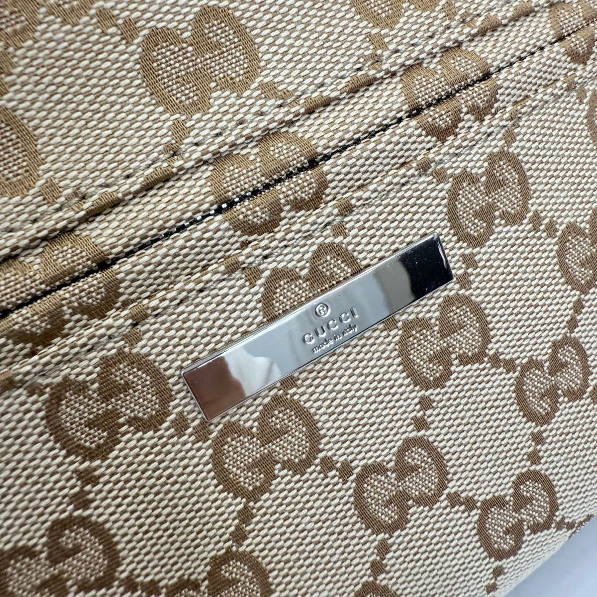 GG Tag Small Crossbody Bag Beige Canvas 141748