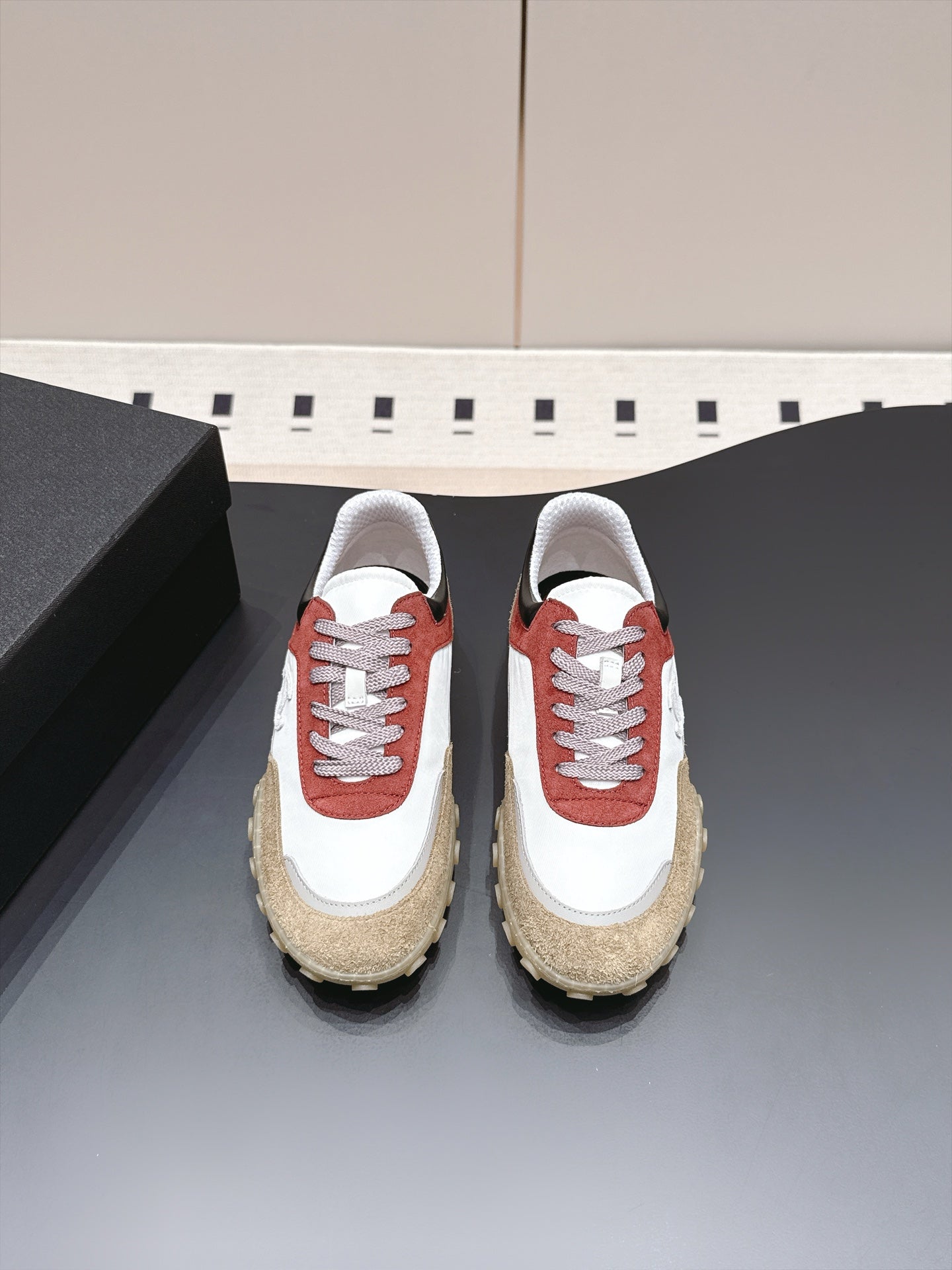 CC 26s Platform Casual Sneakers Brown White Red Suede Lambskin 962909