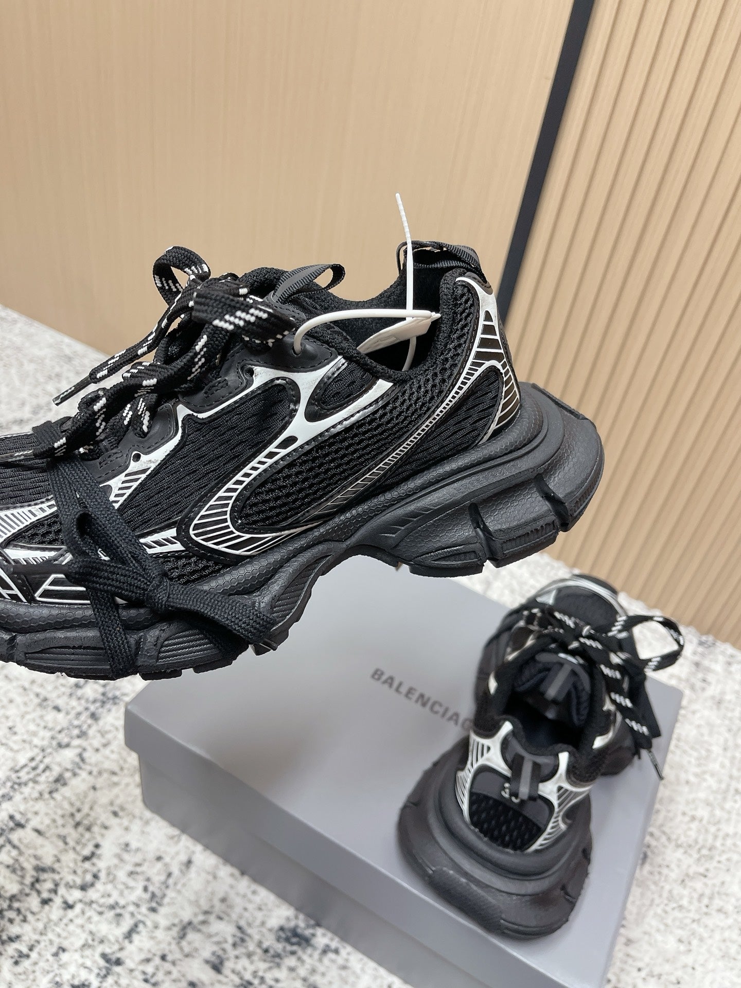 Balenciaga Sneaker Mesh Lace-up Black Fabric 534176