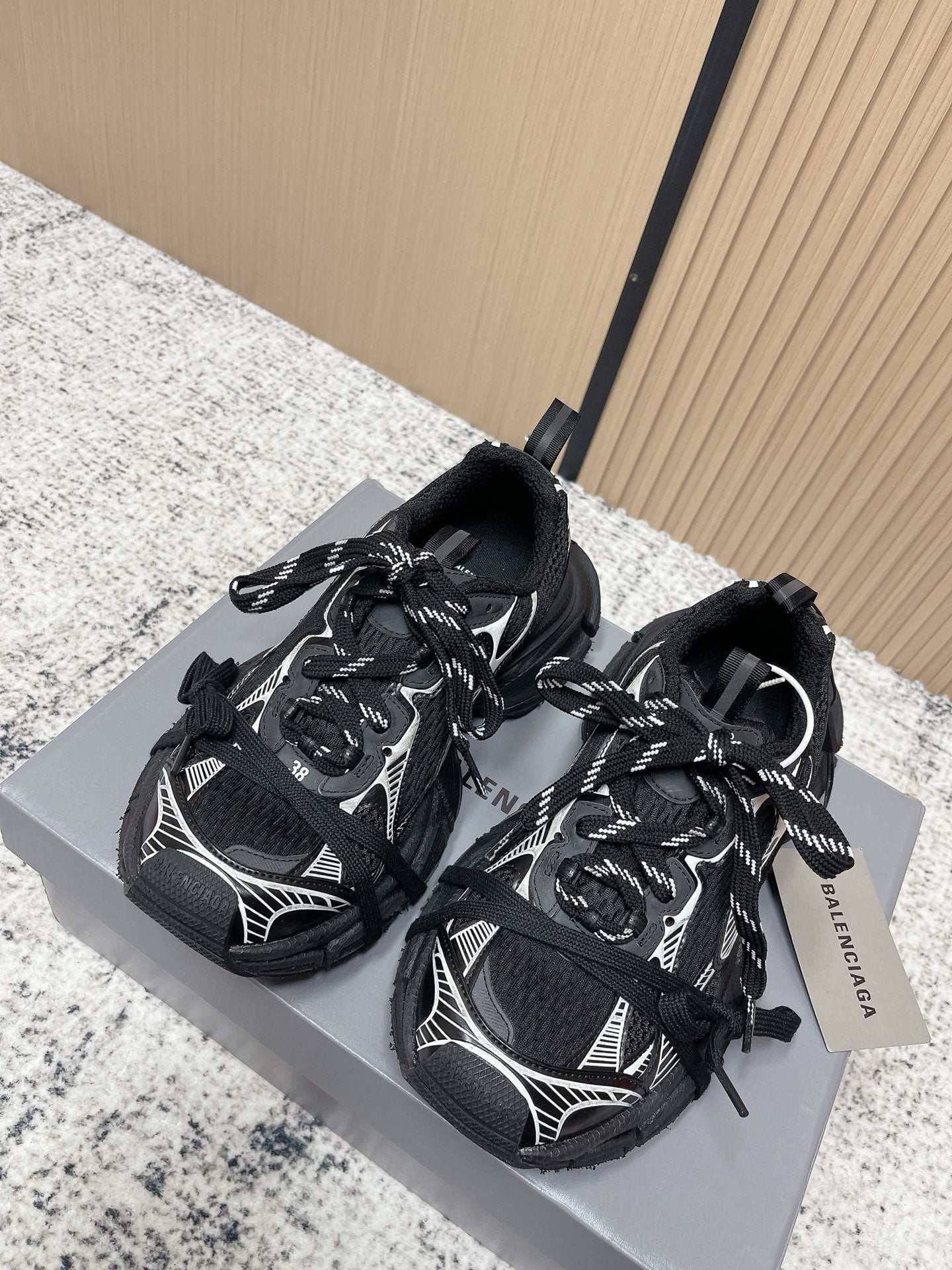 Balenciaga Sneaker Mesh Lace-up Black Fabric 534176