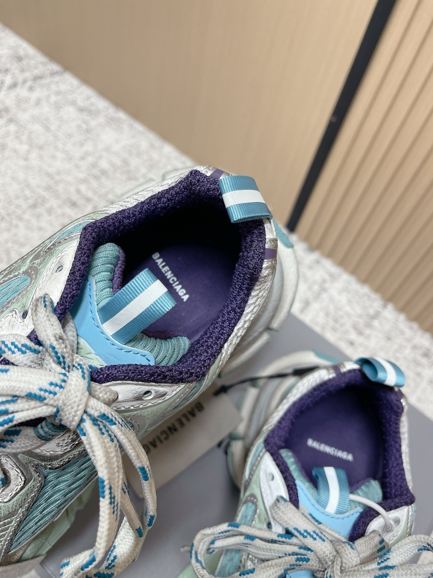 Balenciaga Sneaker Mesh Lace-up Light Blue Fabric 534180