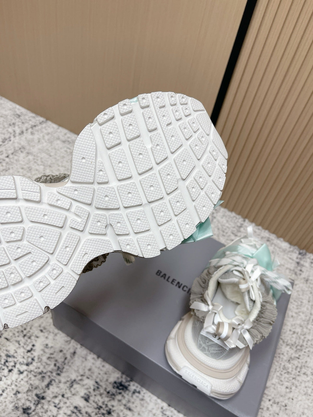Balenciaga Sneaker Mesh Lace-up Light Blue Gray Fabric 534186