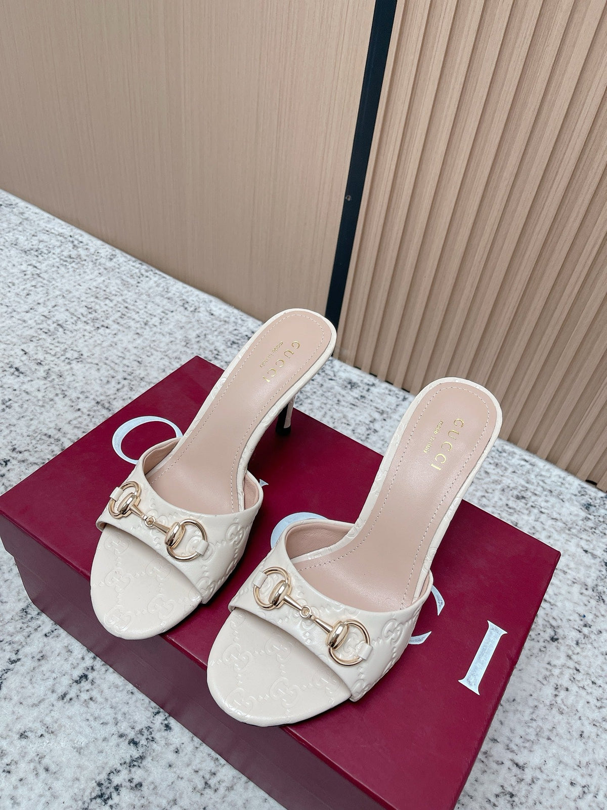 GG Sandal With Horsebit 8.5cm White Shiny Leather 752223