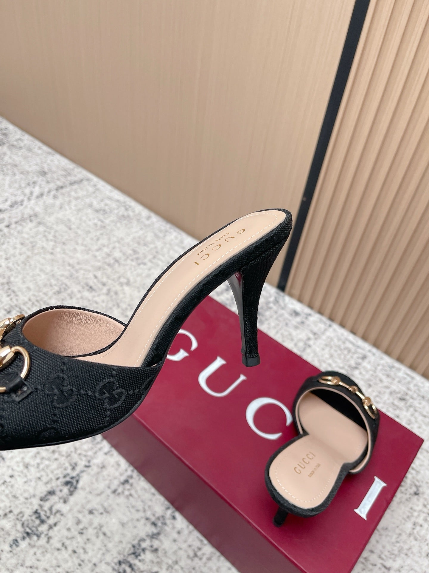 GG Sandal With Horsebit 8.5cm Black Canvas 752226