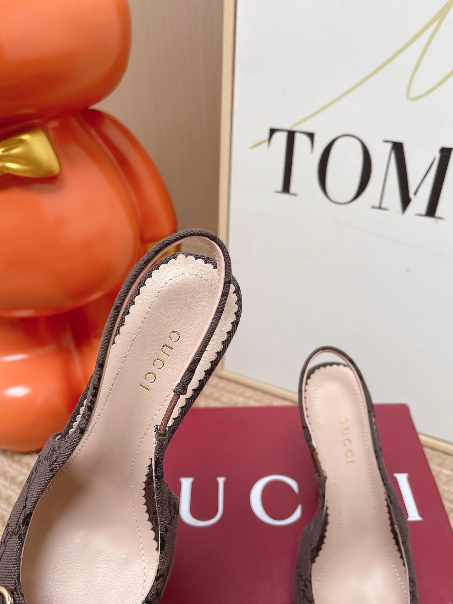 GG 26s Slingback Pump 10.5cm With Horsebit Coffee Leather Canvas 901311