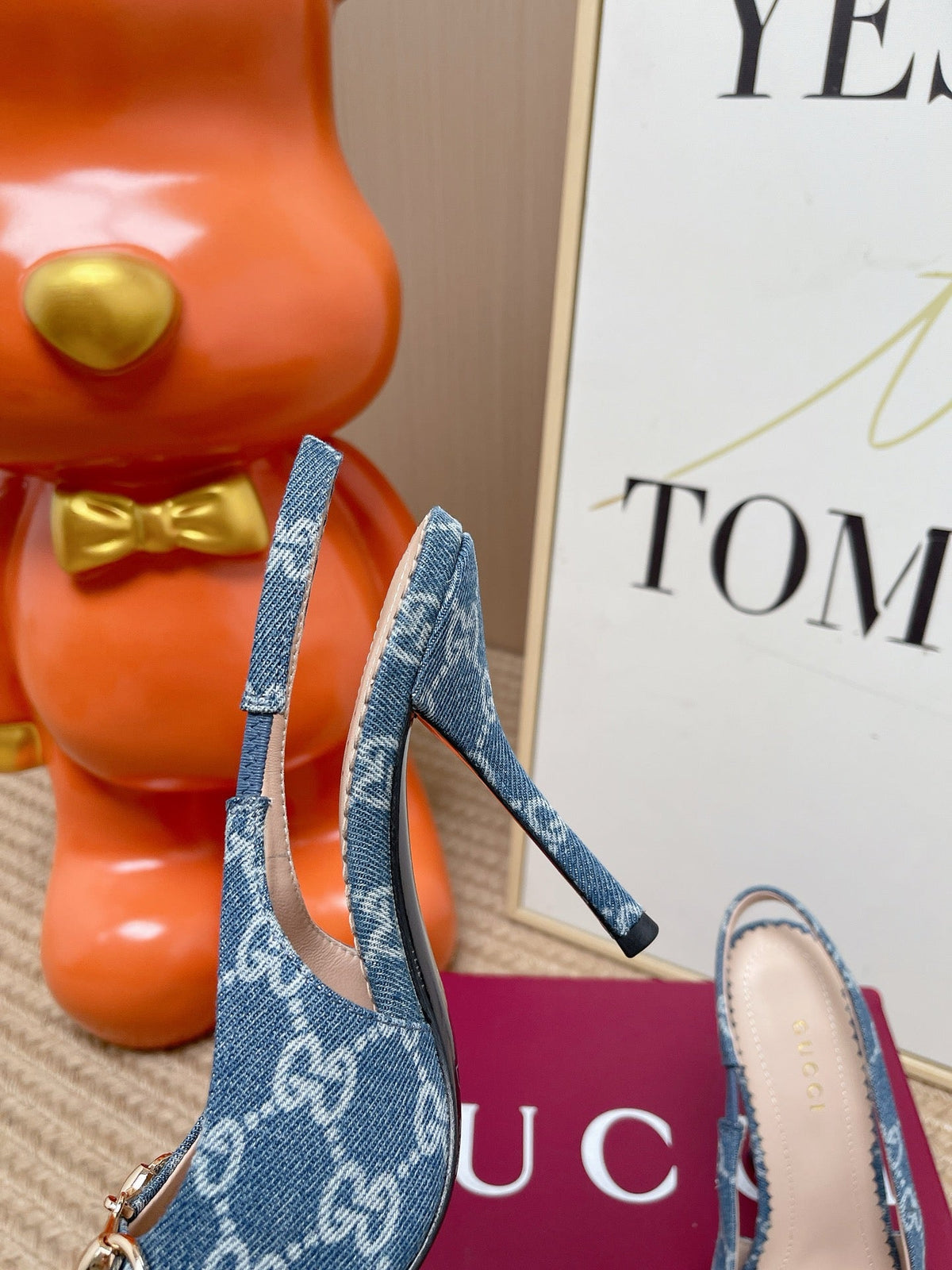 GG 26s Slingback Pump 10.5cm With Horsebit Blue Leather Canvas 901314