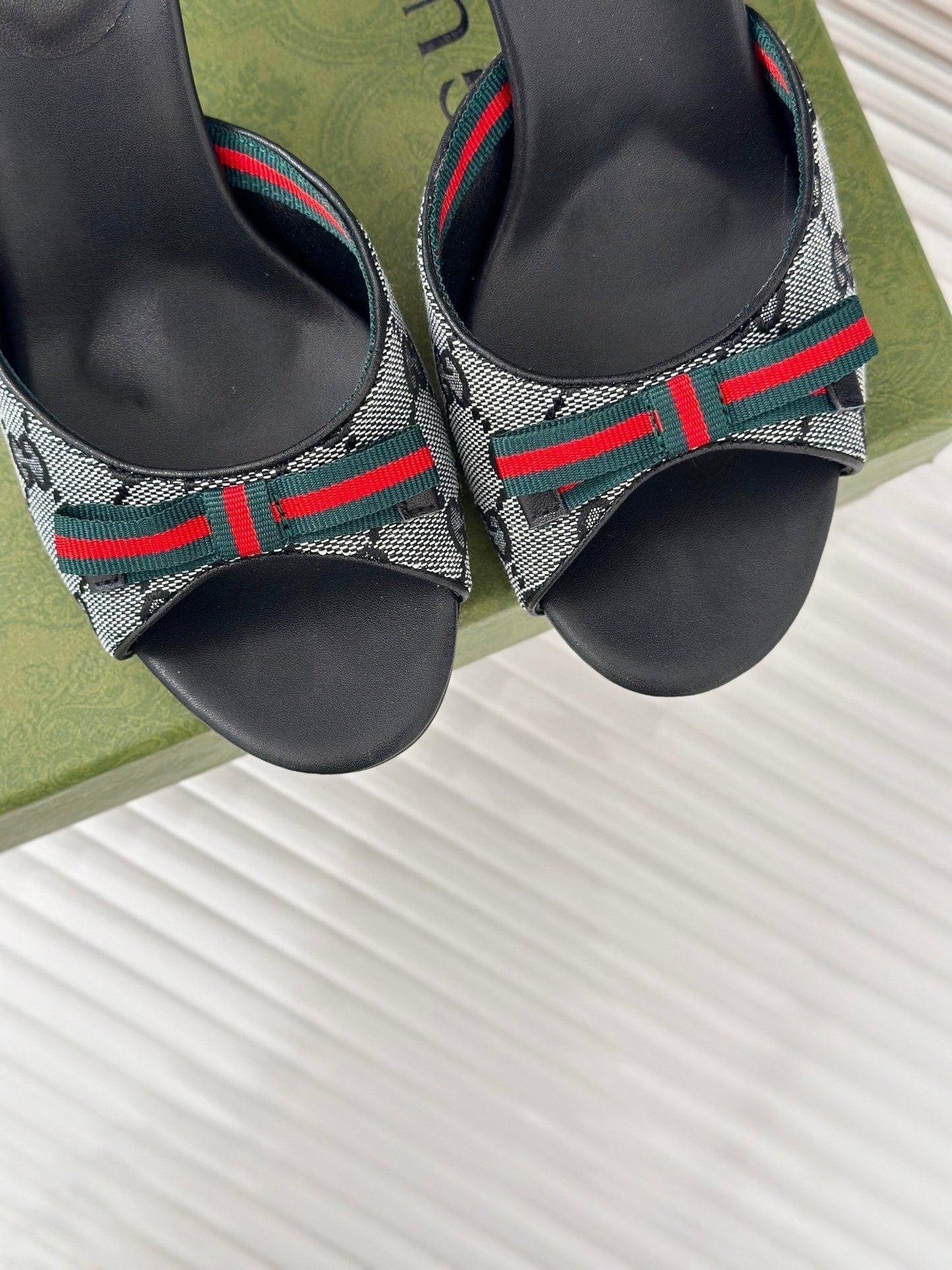 GG Vintage High Heel Slippers Black
