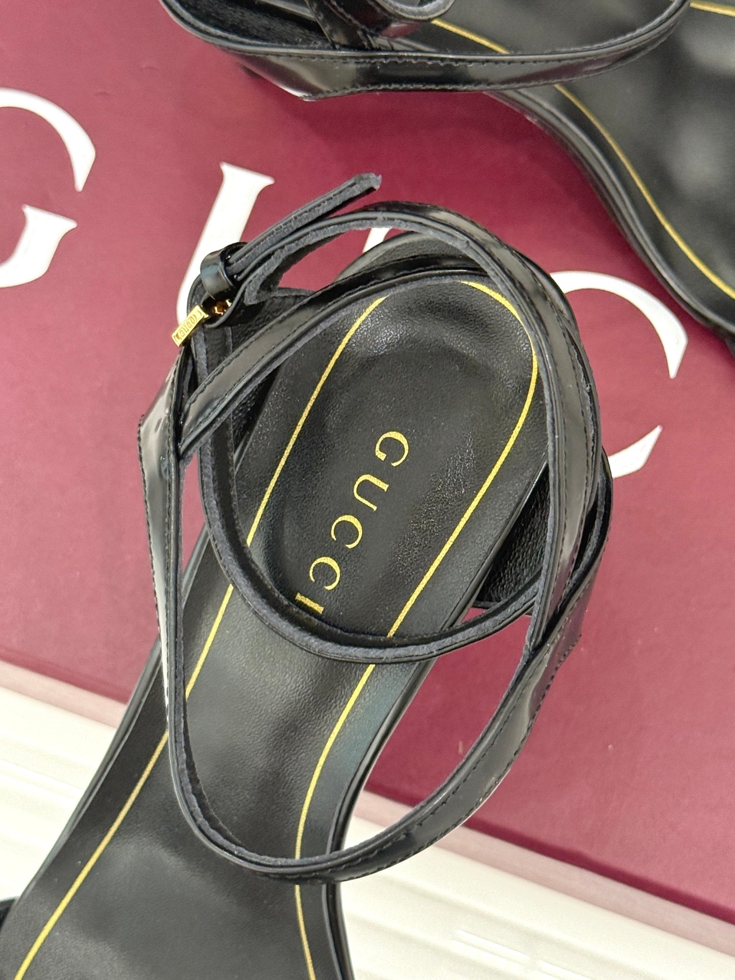 GG Castello Sandals 7.5cm Black Leather 886486