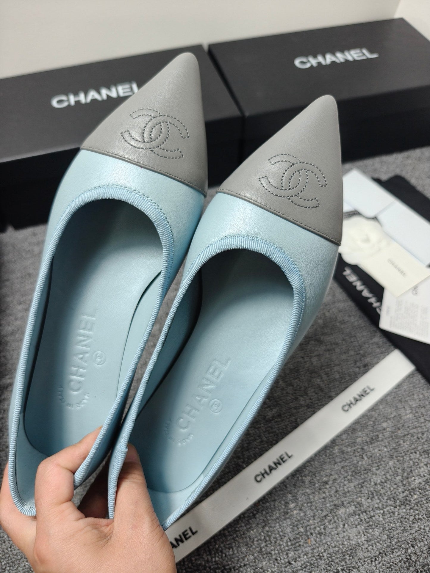 CC 26s Ballet Flat Grey Blue Leather 681970