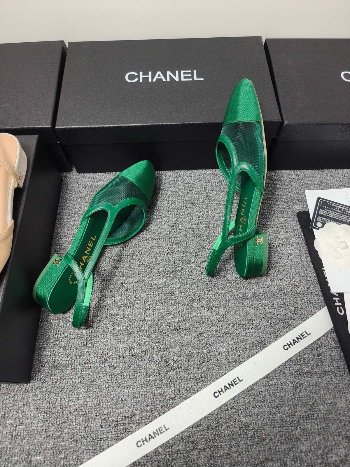 CC 26s Slingback Green Mesh Fabric Sheepskin 681999