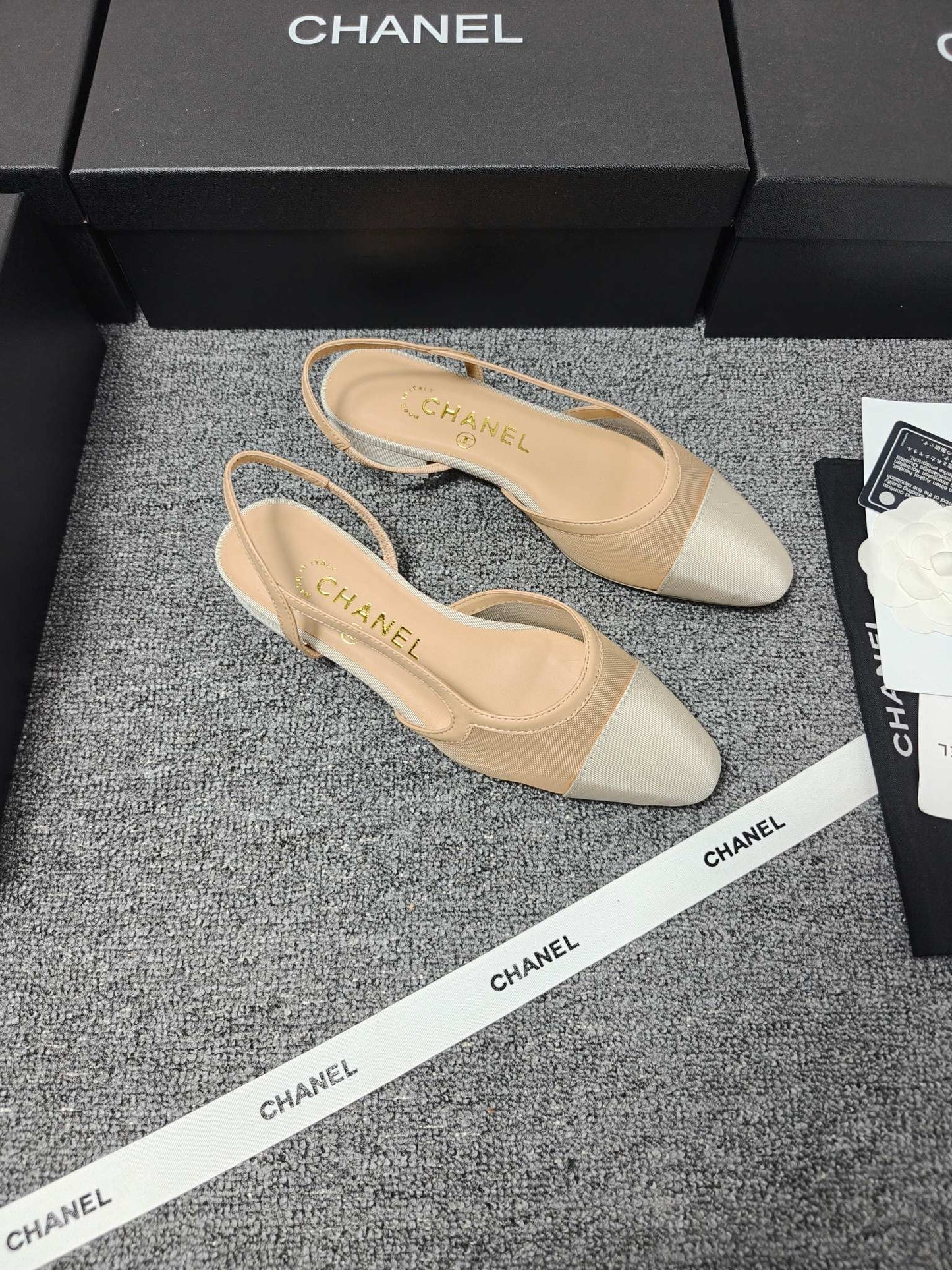 CC 26s Slingback Beige Mesh Fabric Sheepskin 682001