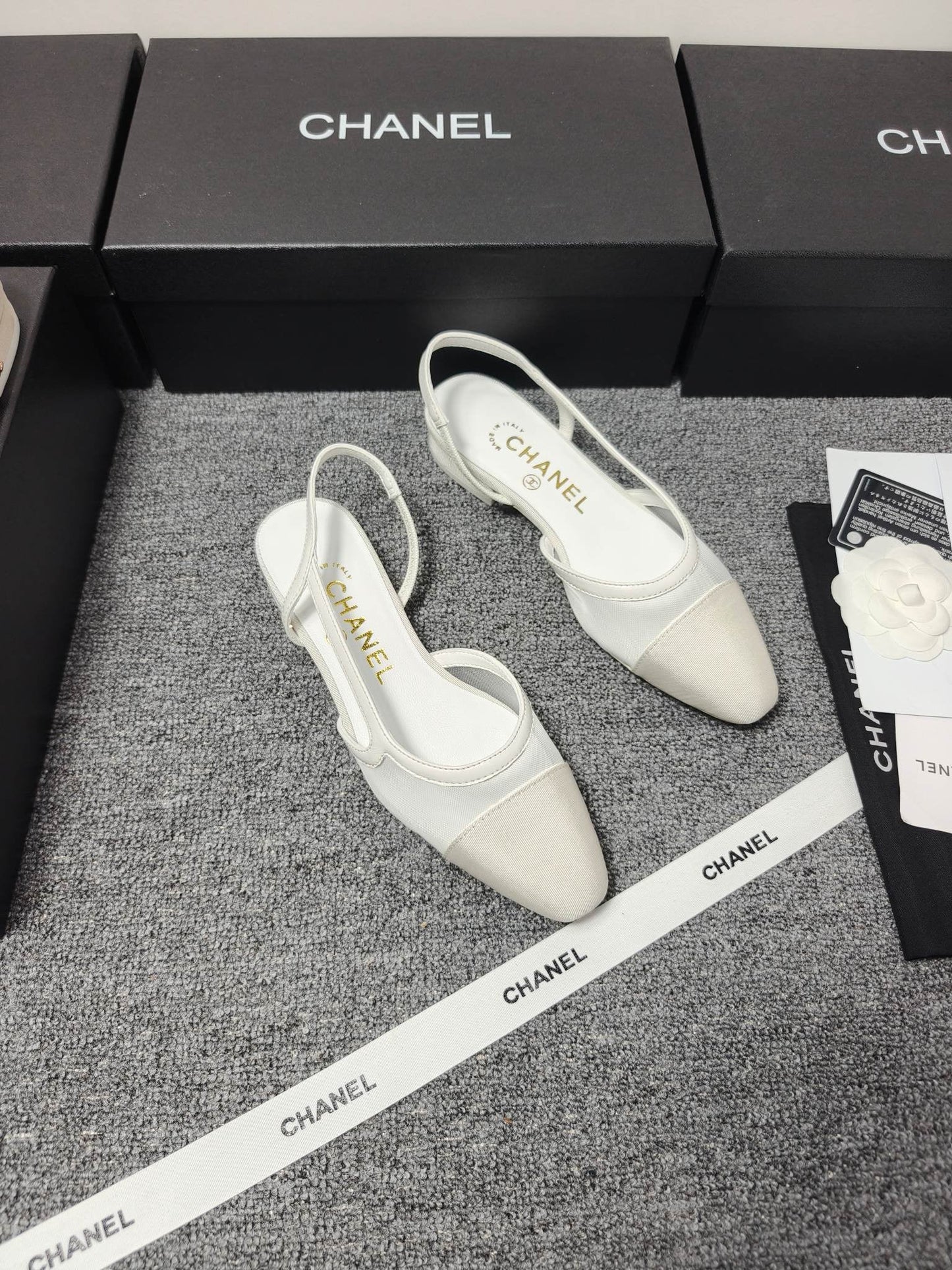 CC 26s Slingback White Mesh Fabric Sheepskin 682002