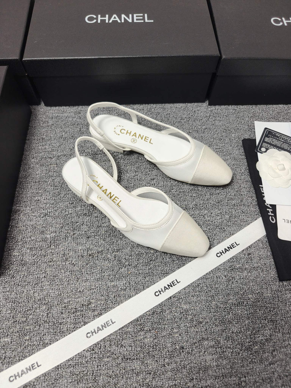 CC 26s Slingback White Mesh Fabric Sheepskin 682002