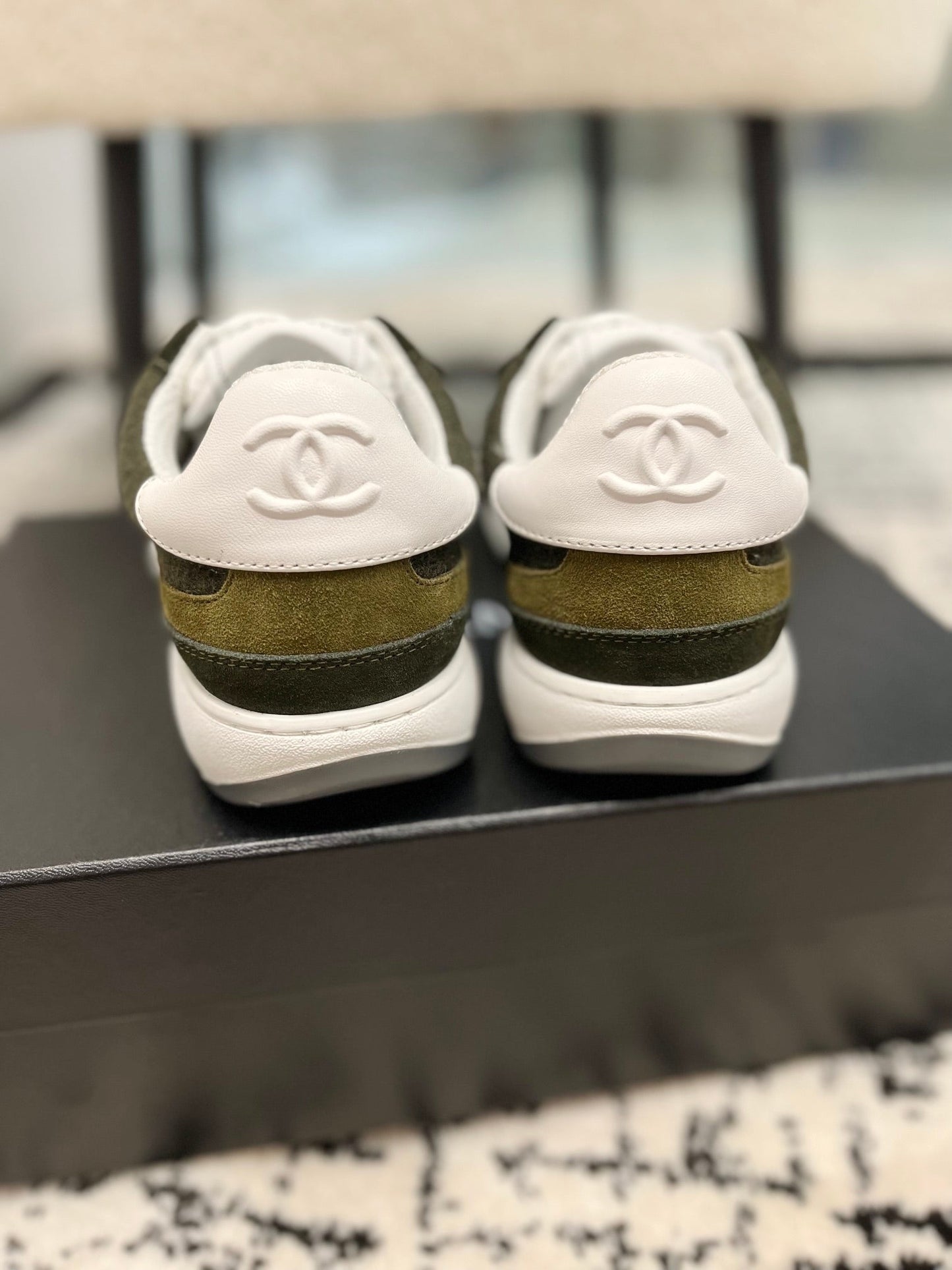 cc sneaker khaki velvet dark green suede