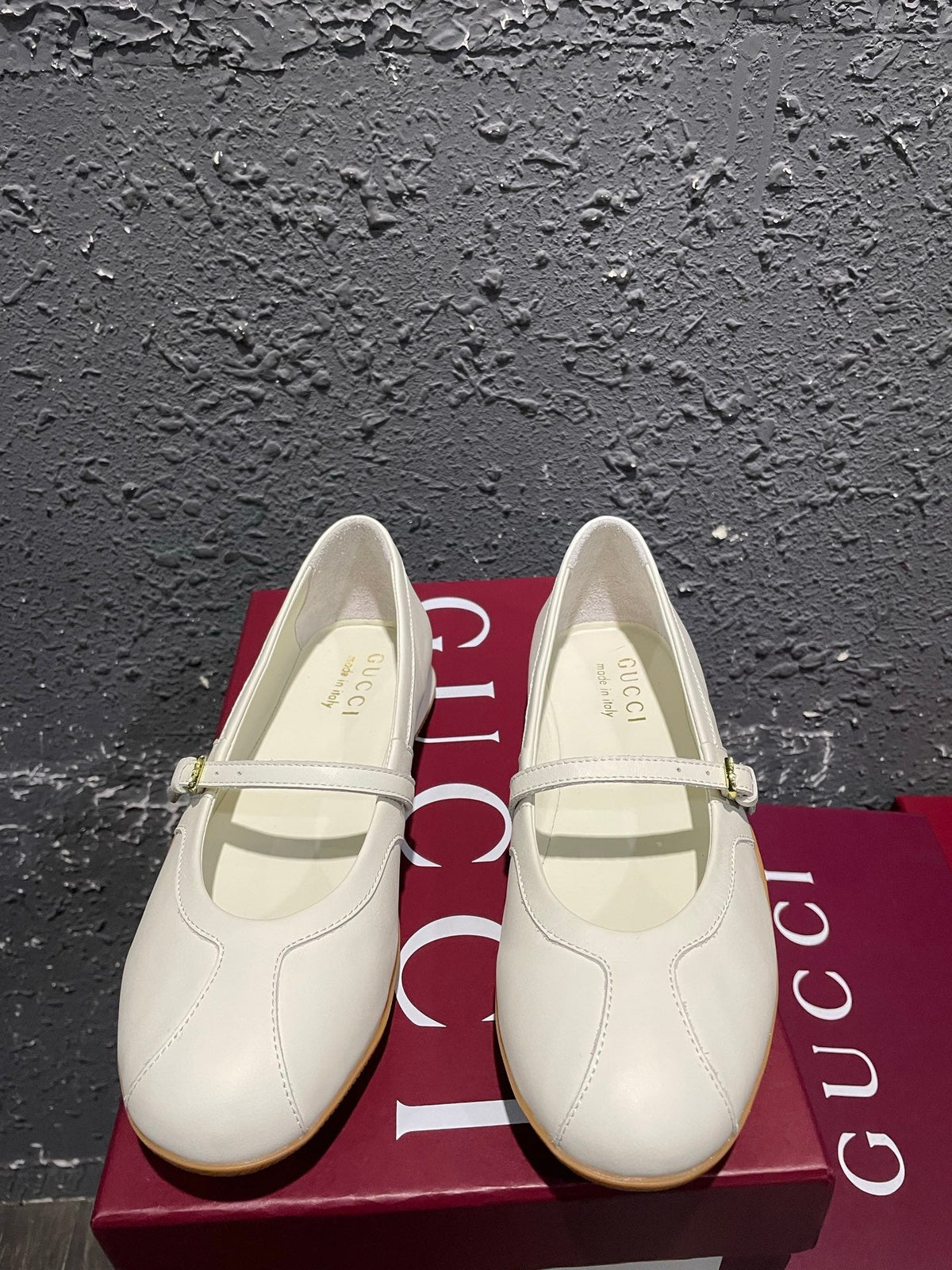 GG Shift Ballerina Cream Leather 787923