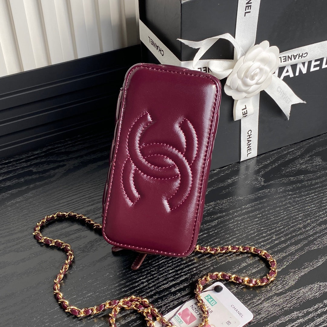 CC 24B Vanity Case 17cm Burgundy Calfskin 286210