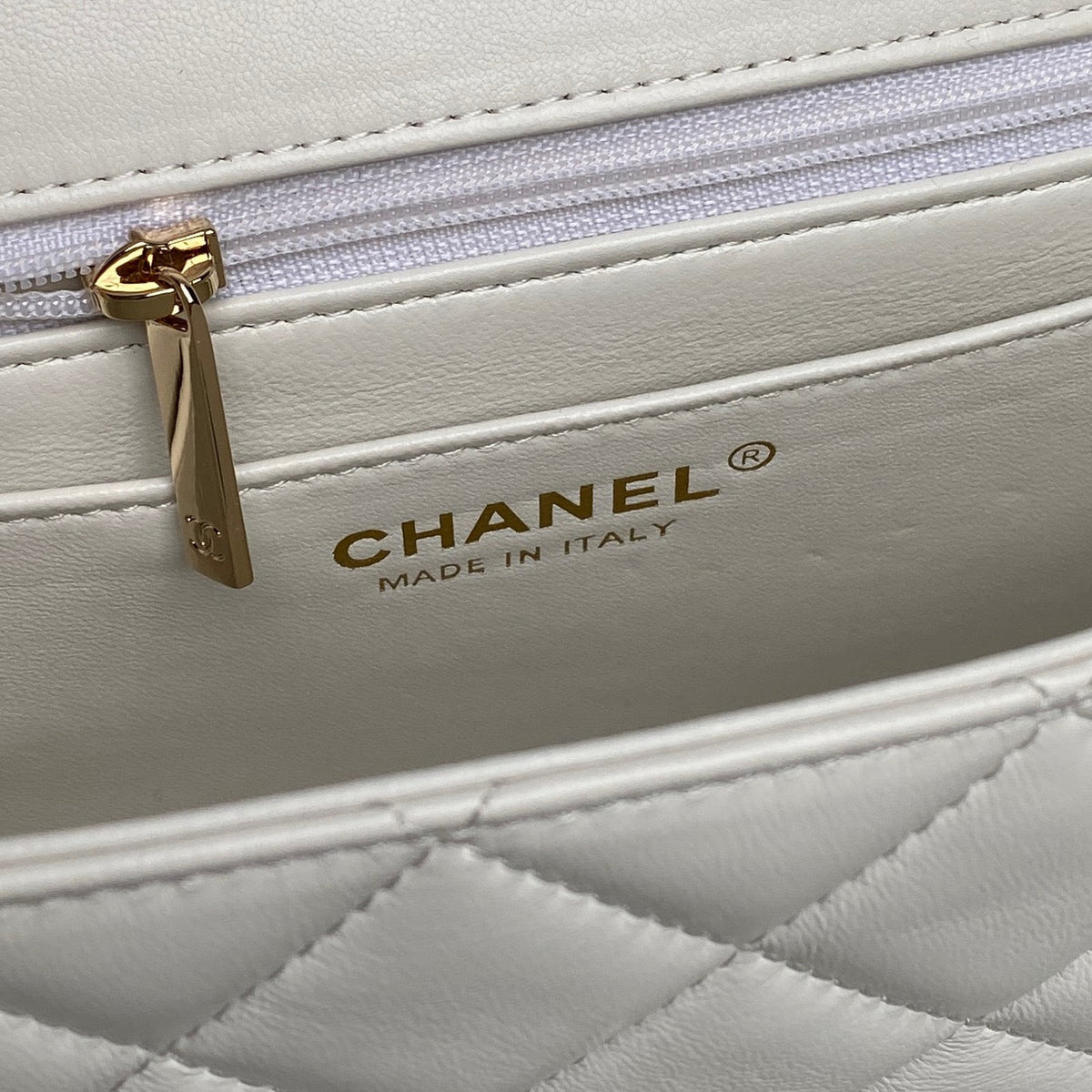 CC Mini Graphic Frame Flap Bag White Lambskin