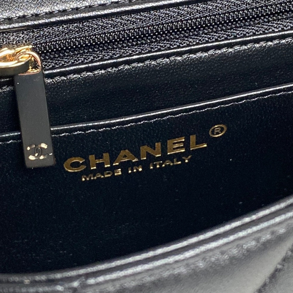 CC Mini Graphic Frame Flap Bag Black Lambskin