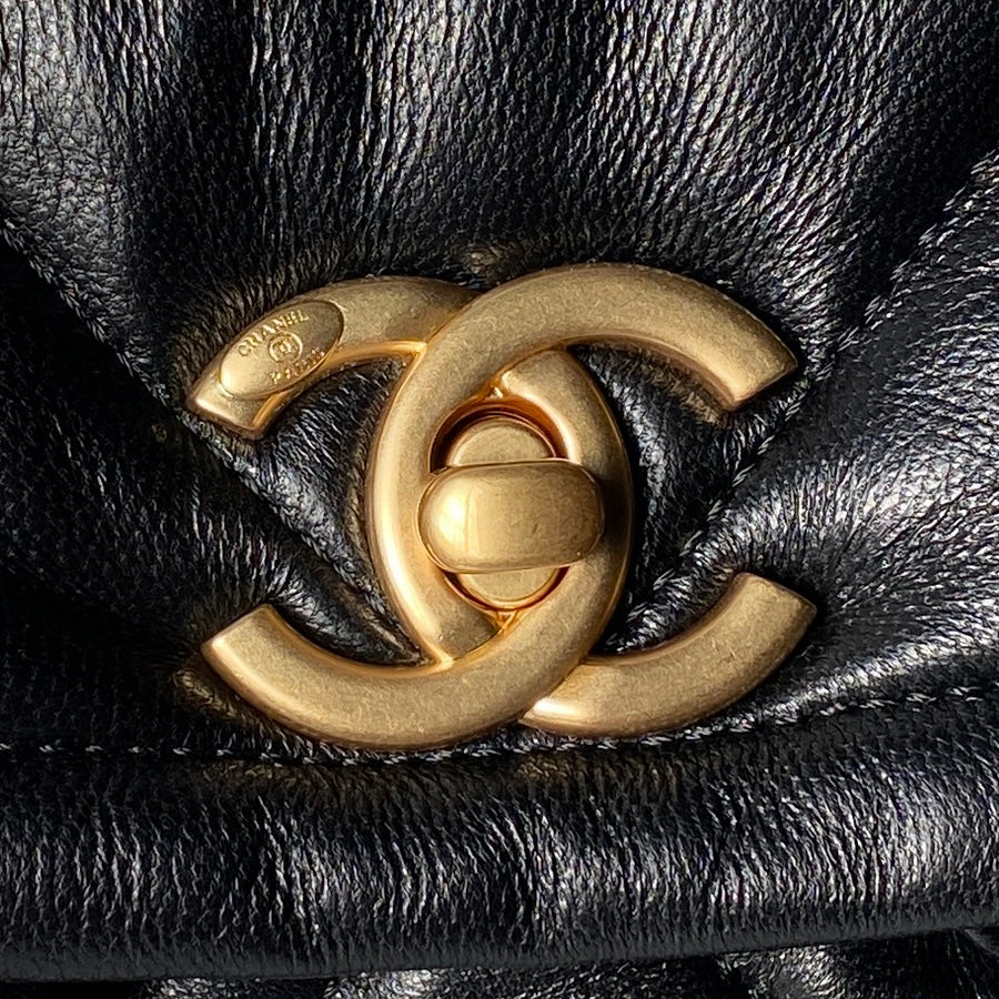 Chanel 26s Flap Bag 45cm In Black Lambskin With Gold Hardware