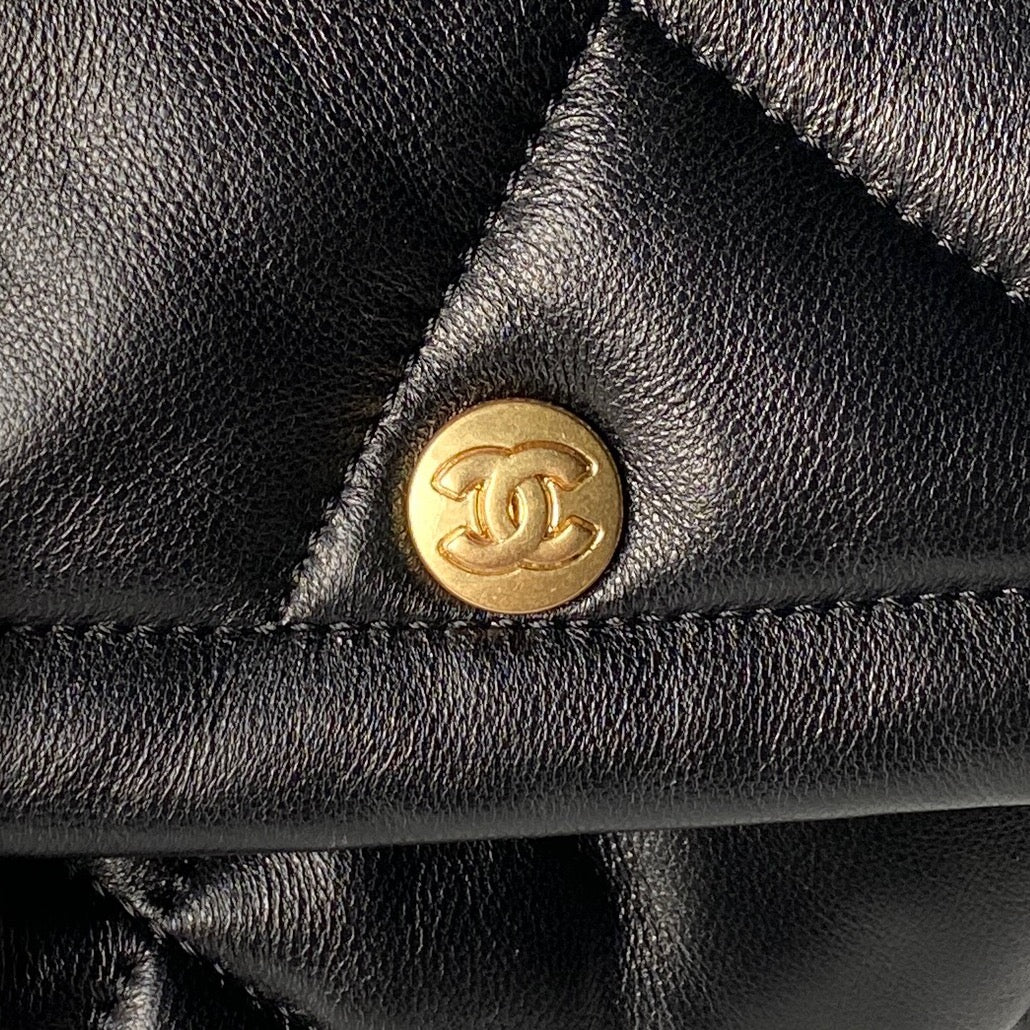 Chanel 26s Flap Bag 45cm In Black Lambskin With Gold Hardware