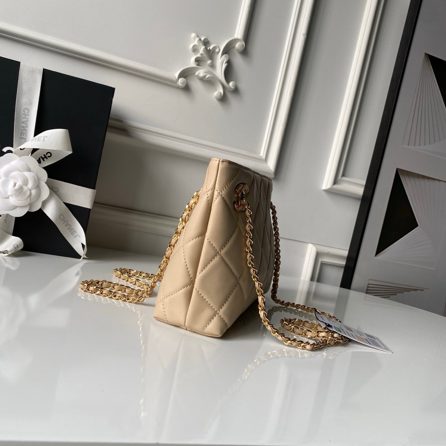 CC AS6248 Small Shopping 25cm Beige Sheepskin