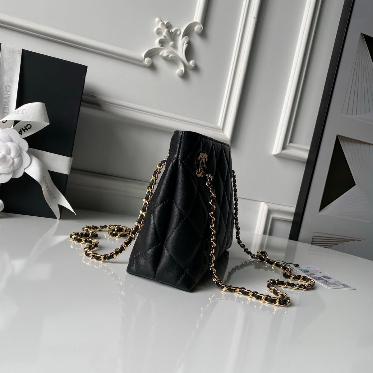 CC AS6248 Small Shopping 25cm Black Sheepskin