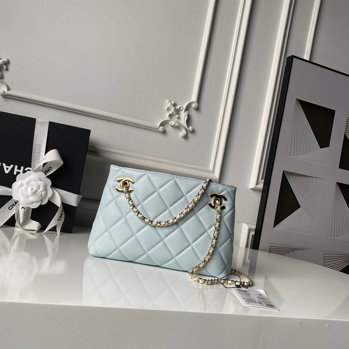 CC AS6248 Small Shopping 25cm Light Blue Sheepskin