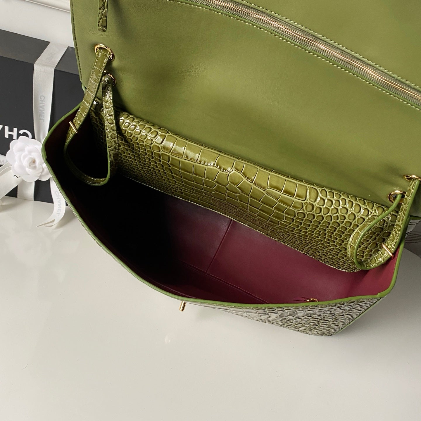 CC 26s Maxi Flap Bag 39cm Olive Imported Leather