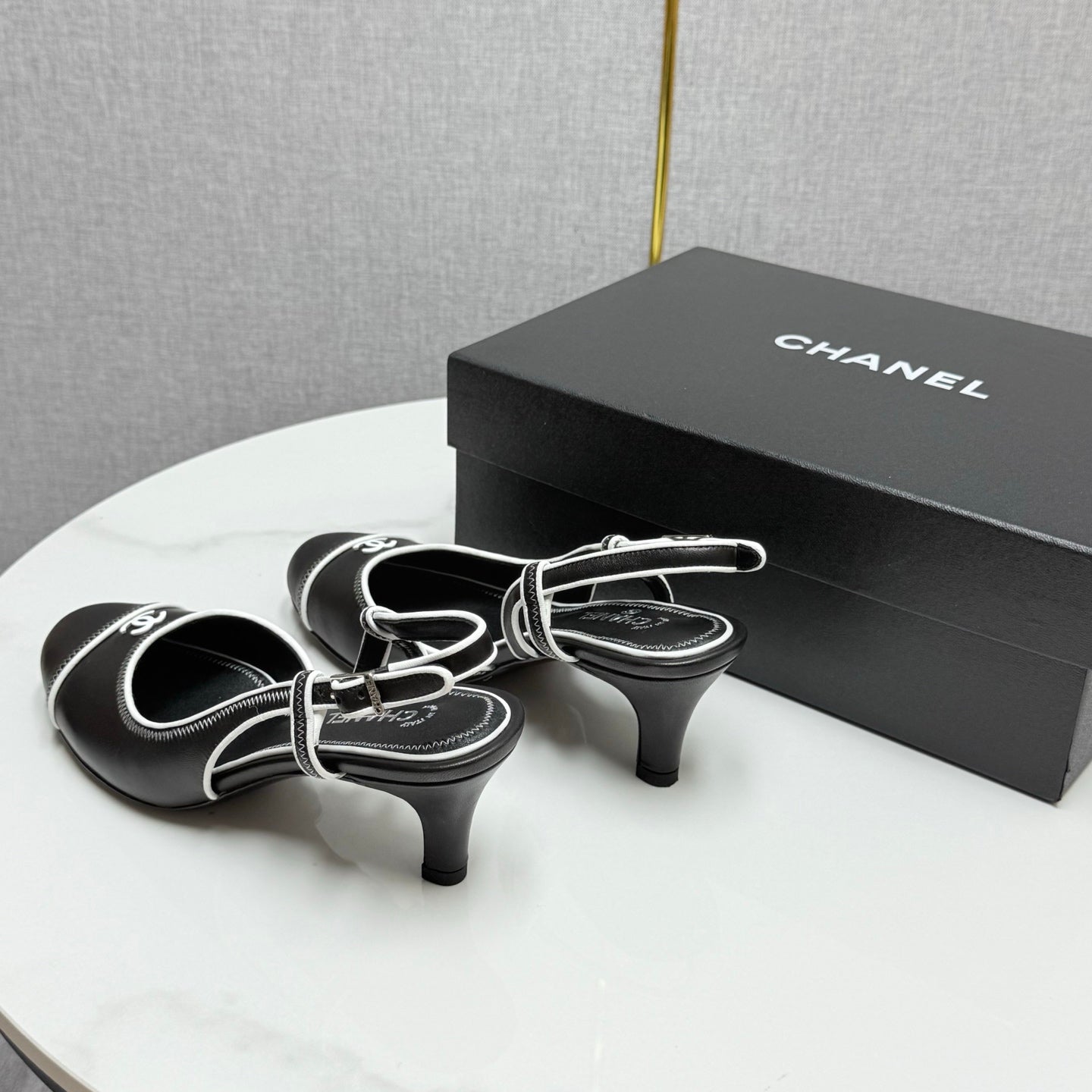 CC 25 Slingback 50mm Black White Sheepskin 368797