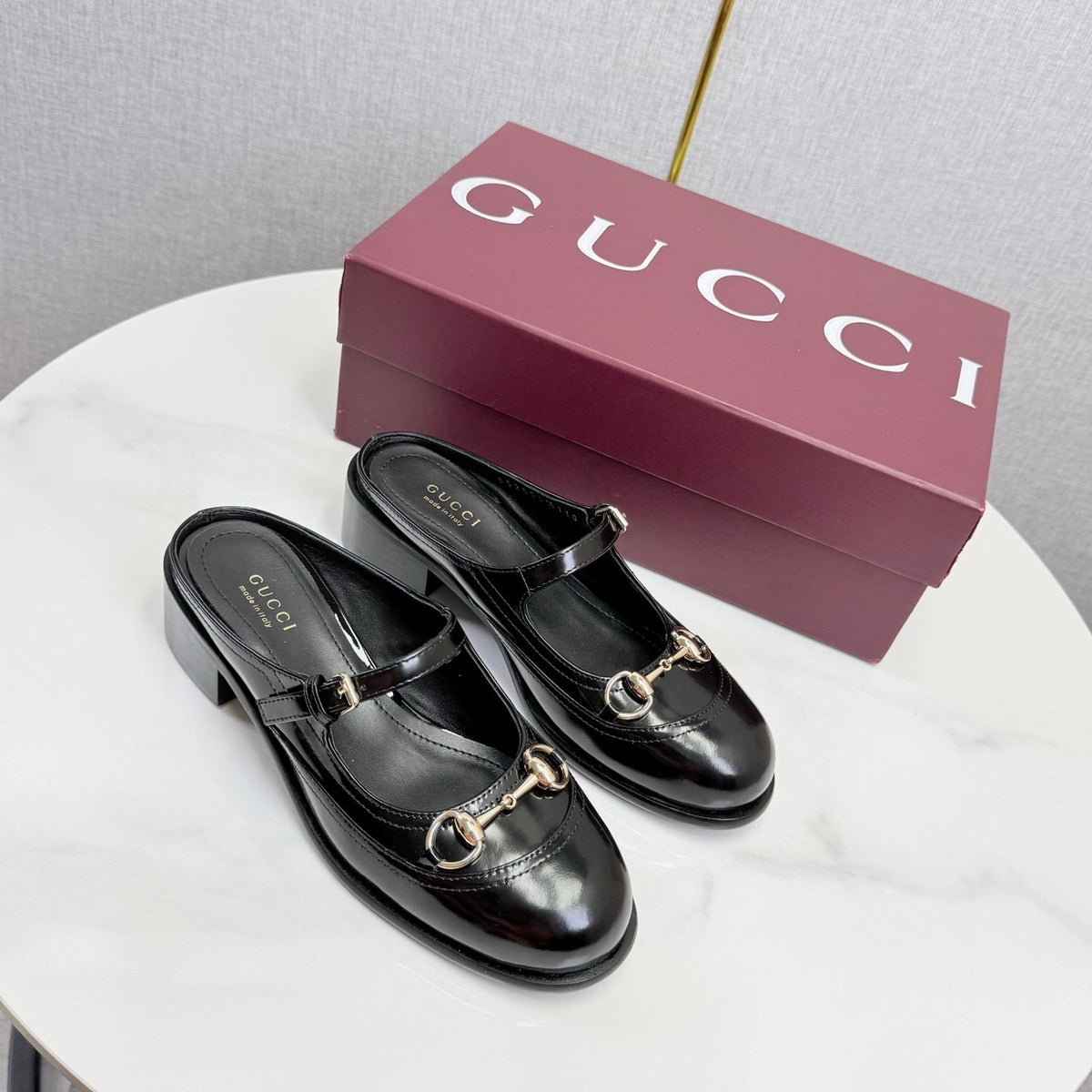 GG 26s Horsebit Slip-on Loafers Black Glossy Leather 639926