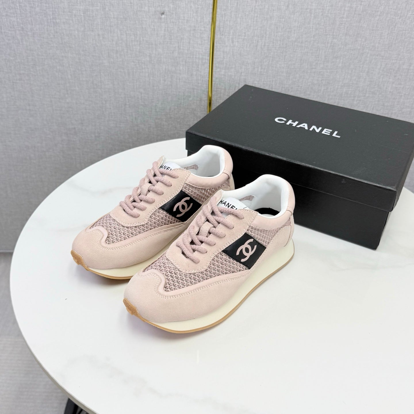CC 26s Trainer Sneakers Light Pink Mesh Suede 865803