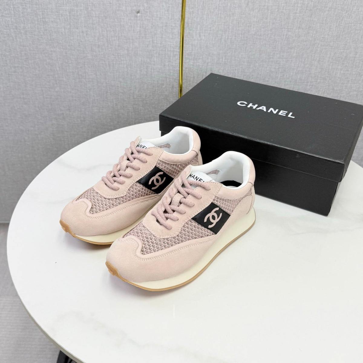 CC 26s Trainer Sneakers Light Pink Mesh Suede 865803