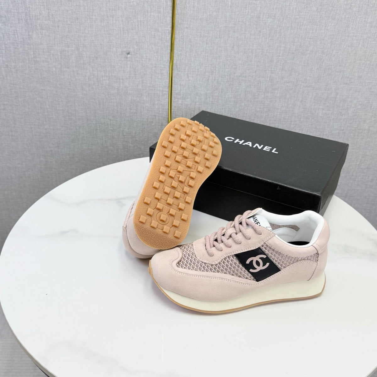 CC 26s Trainer Sneakers Light Pink Mesh Suede 865803