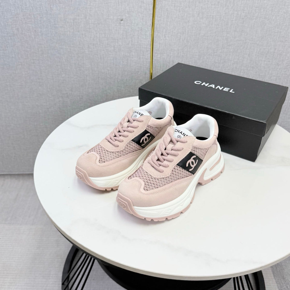 CC 26s Runners Sneakers Light Pink Mesh Suede 865806
