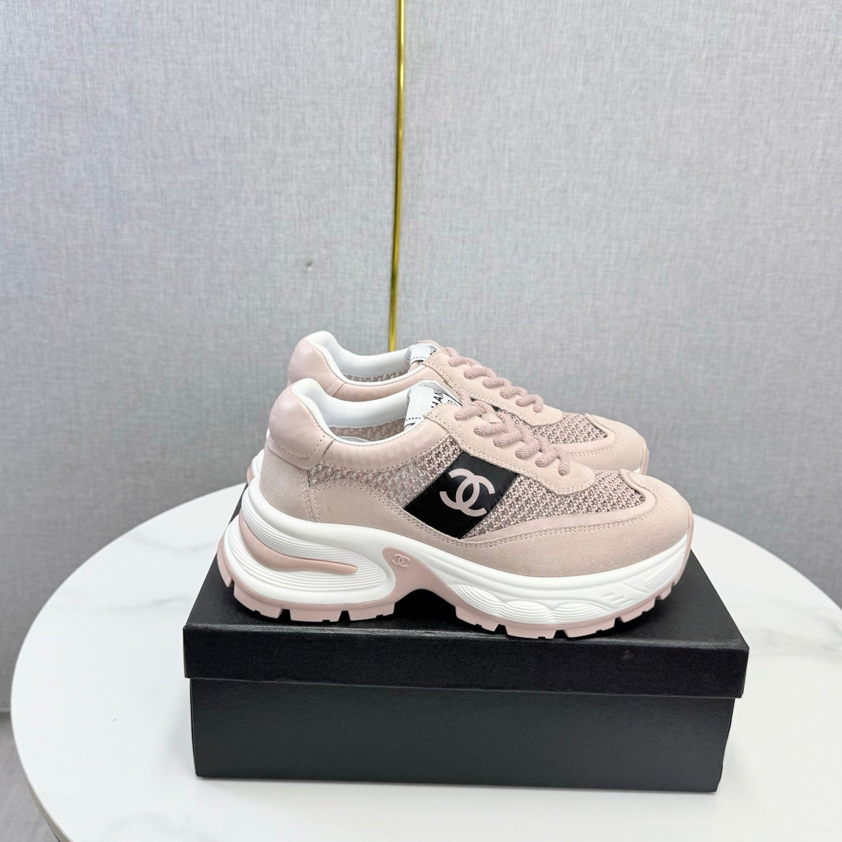 CC 26s Runners Sneakers Light Pink Mesh Suede 865806
