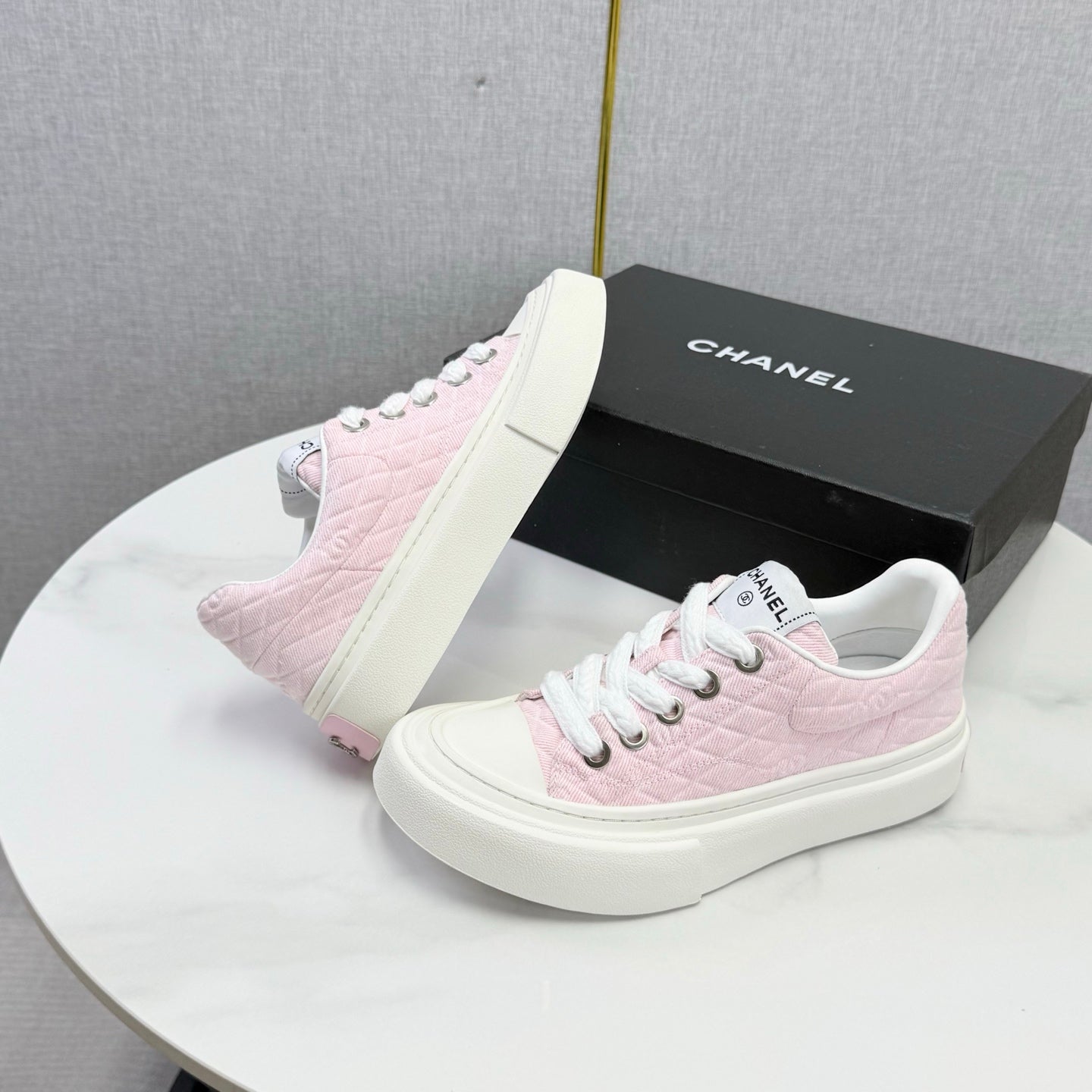 CC 26s Platform Sole Sneakers Light Pink Canvas 972900