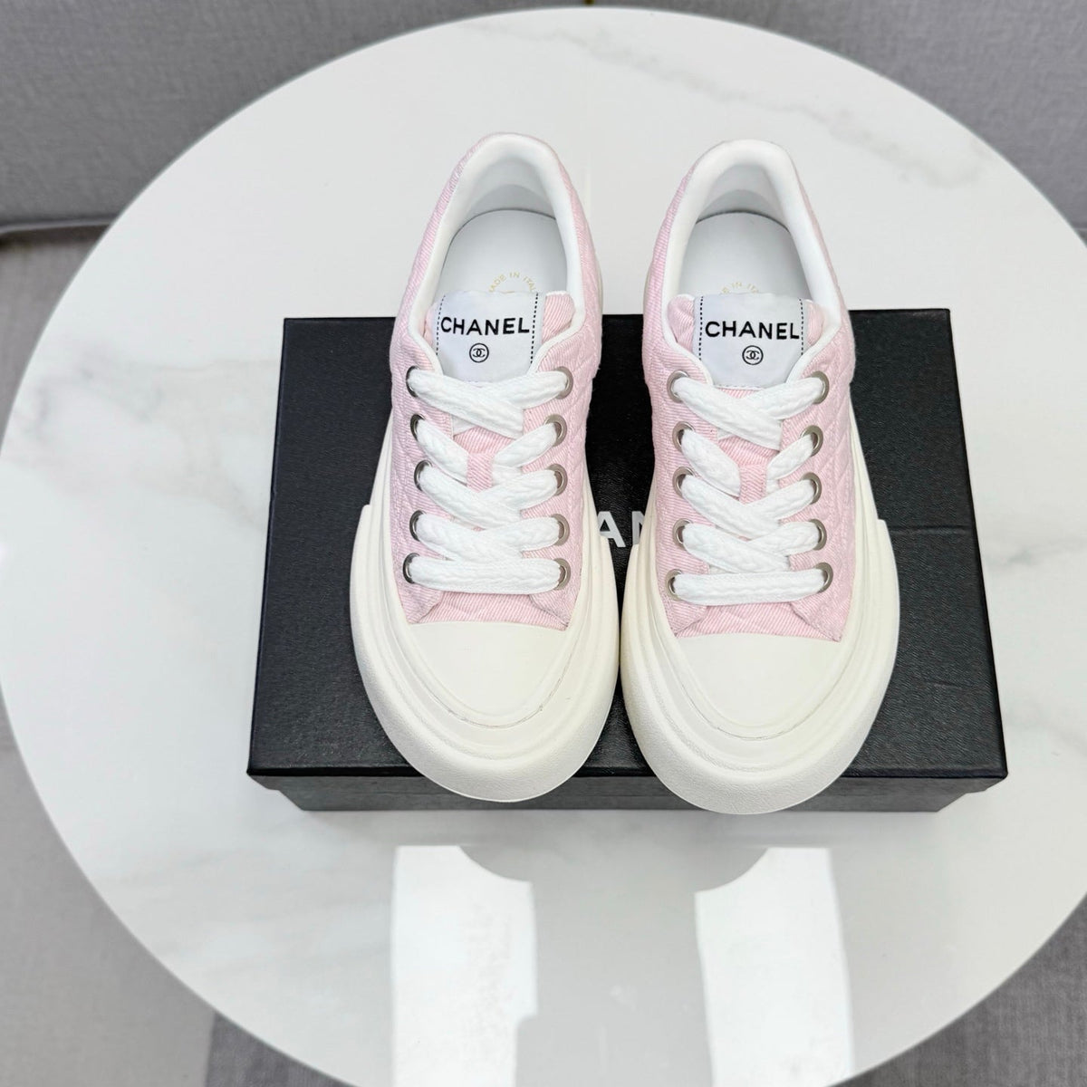 CC 26s Platform Sole Sneakers Light Pink Canvas 972900
