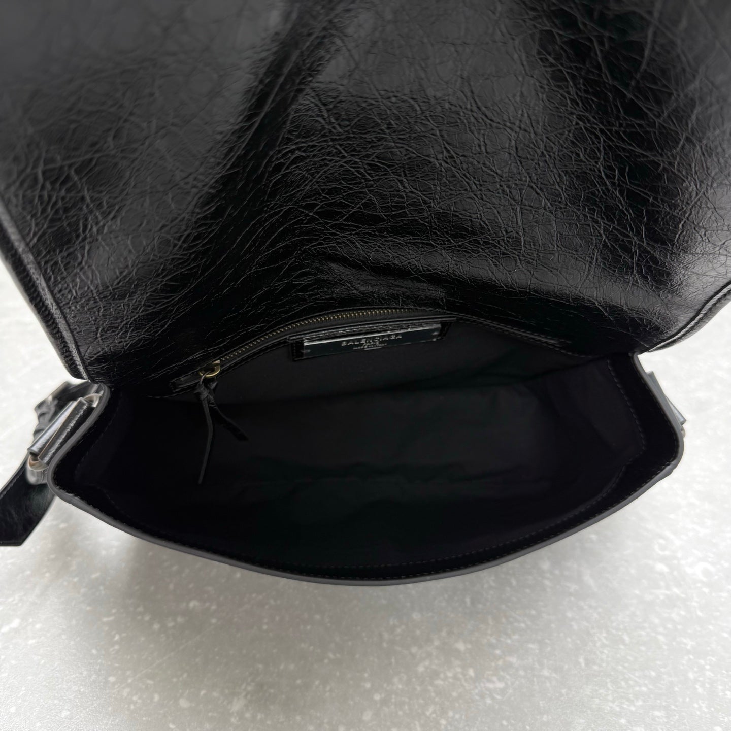 Balenciaga Le City Small Flap Messenger Bag Black Oil Wax Leather