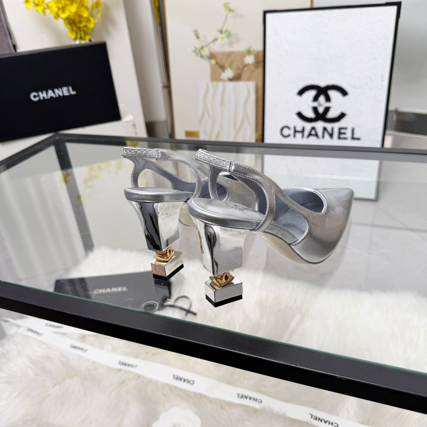 CC 26s Slingback 9cm Sliver Patent Leather 872873